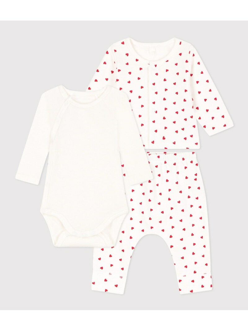 プチバトー ベビー服 男の子 【SALE／30%OFF】プリント3点セット PETIT BATEAU プチバトー マタニティウェア・ベビー用品 ロンパース・カバーオール ホワイト【RBA_E】【送料無料】[Rakuten Fashion]