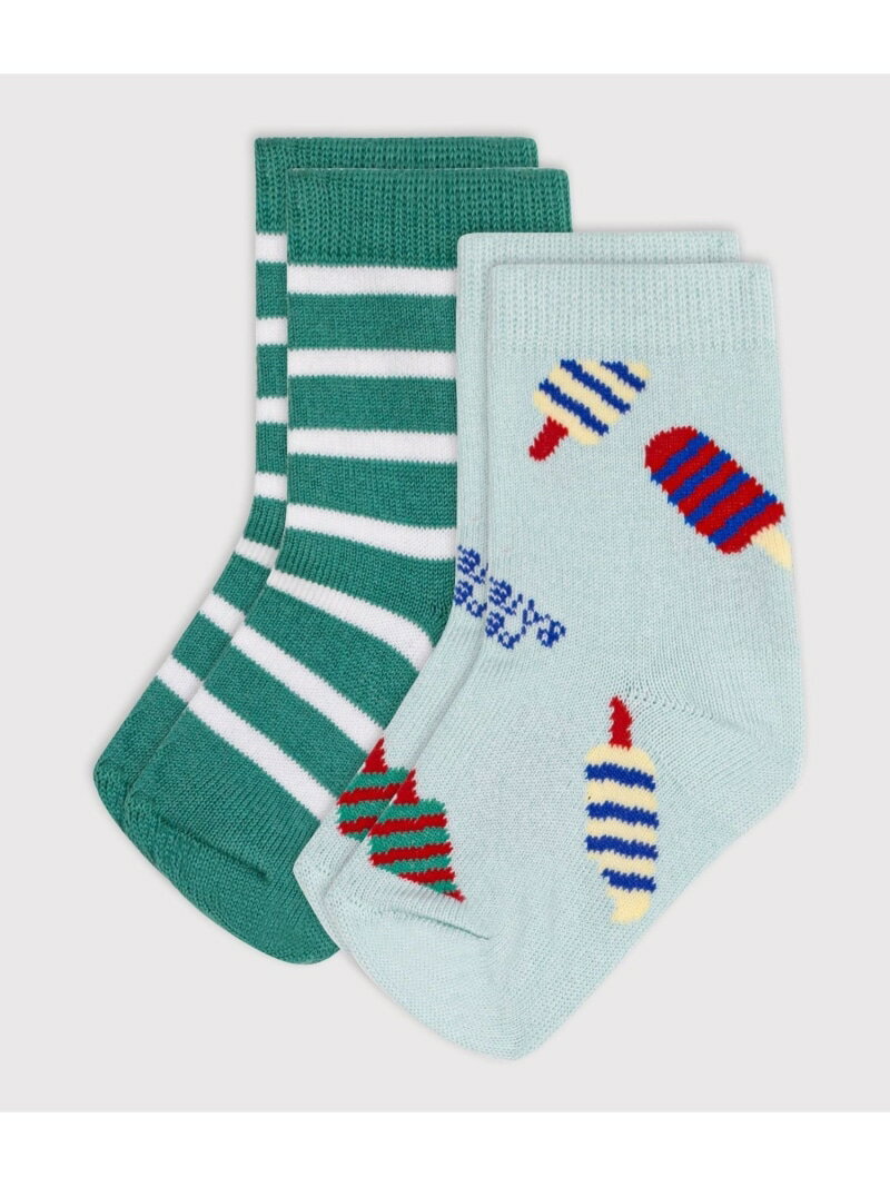 柄入りソックス2枚組 PETIT BATEAU プチバトー 靴下・レッグウェア 靴下