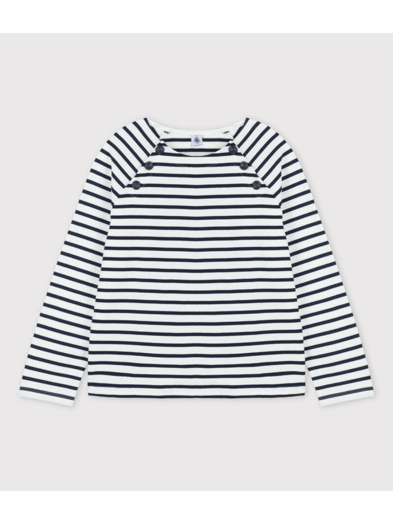 楽天PETIT BATEAU【SALE／30％OFF】肩ボタンマリニエール長袖プルオーバー PETIT BATEAU プチバトー トップス スウェット・トレーナー【RBA_E】【送料無料】[Rakuten Fashion]