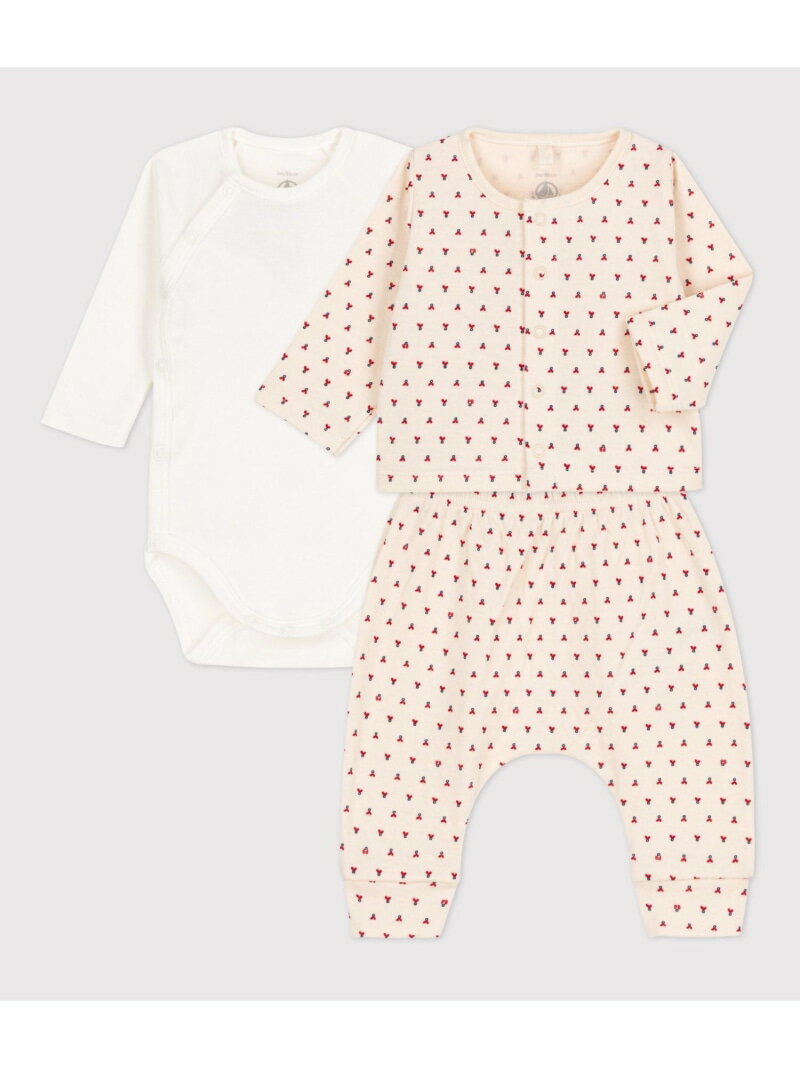 プチバトー ロンパース（ベビー用） 【SALE／20%OFF】プリント3点セット PETIT BATEAU プチバトー マタニティウェア・ベビー用品 ロンパース・カバーオール ホワイト【RBA_E】【送料無料】[Rakuten Fashion]