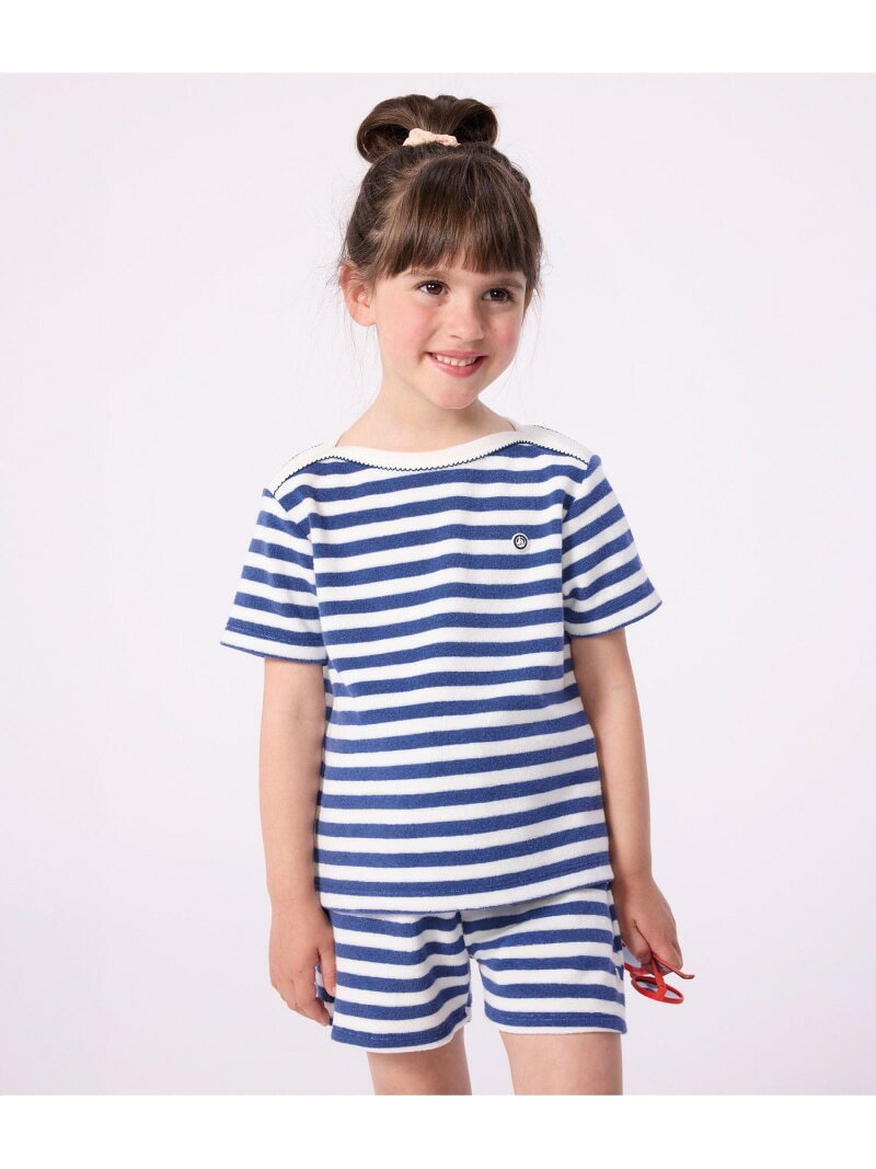 乐天商城 - パイルボーダー半袖Tシャツ PETIT BATEAU プチバトー トップス カットソー・Tシャツ ホワイト【送料無料】[Rakuten Fashion]