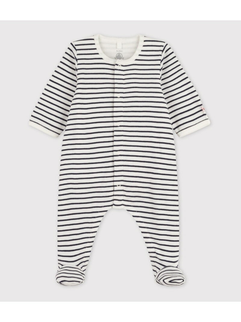 (K)ミニマリニエール前開きロンパース PETIT BATEAU プチバトー マタニティー/ベビー ロンパース/カバーオール ネイビー【送料無料】[Rakuten Fashion]