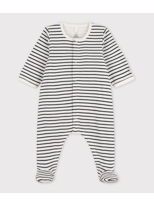 (K)ミニマリニエール前開きロンパース PETIT BATEAU プチバトー マタニティー/ベビー ロンパース/カバーオール ネイビー【送料無料】[Rakuten Fashion]