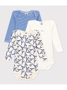 プチバトー　ベビー服 長袖ボディ3枚組 PETIT BATEAU プチバトー マタニティウェア・ベビー用品 ロンパース・カバーオール【送料無料】[Rakuten Fashion]