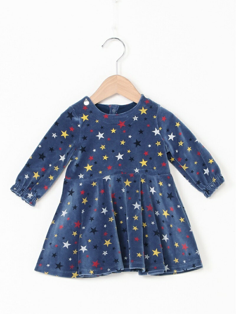 安いそれに目立つ K 星プリントベロア長袖ワンピース Petit Bateau プチバトー ワンピース キッズワンピース ネイビー 送料無料 Fashion ポイント10倍 Www Buloneraposadas Com Ar