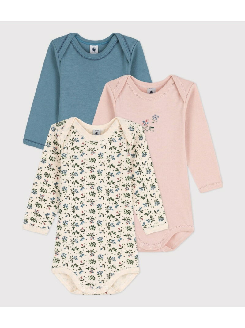 プチバトー ベビー服 男の子 【SALE／20%OFF】長袖ボディ3枚組 PETIT BATEAU プチバトー マタニティウェア・ベビー用品 ロンパース・カバーオール【RBA_E】【送料無料】[Rakuten Fashion]