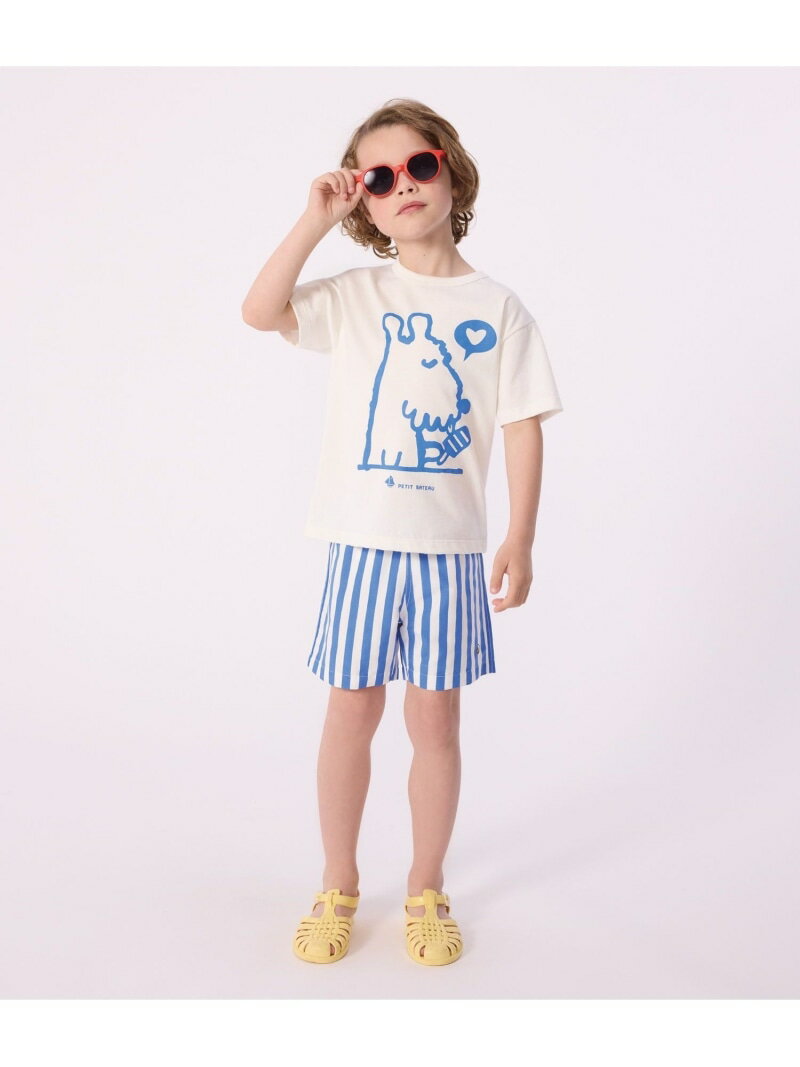乐天商城 - ドッグプリント半袖Tシャツ PETIT BATEAU プチバトー トップス カットソー・Tシャツ ホワイト【送料無料】[Rakuten Fashion]