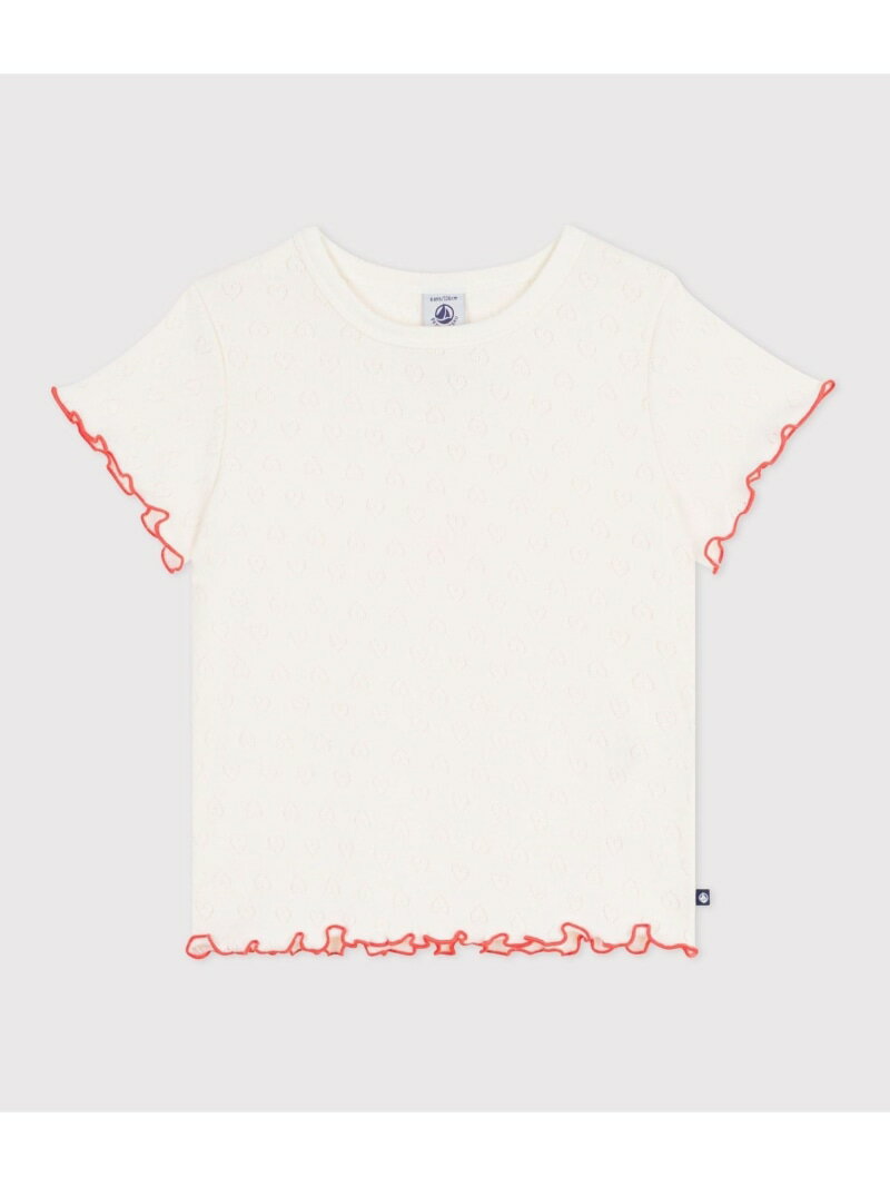 Rakuten - ハート針抜き半袖Tシャツ PETIT BATEAU プチバトー トップス カットソー・Tシャツ ホワイト【送料無料】[Rakuten Fashion]