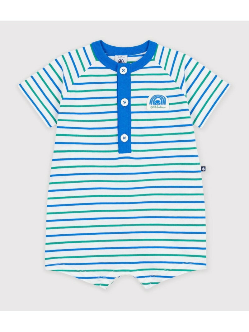 Rakuten - ボーダーショートロンパース PETIT BATEAU プチバトー マタニティウェア・ベビー用品 ロンパース・カバーオール【送料無料】[Rakuten Fashion]