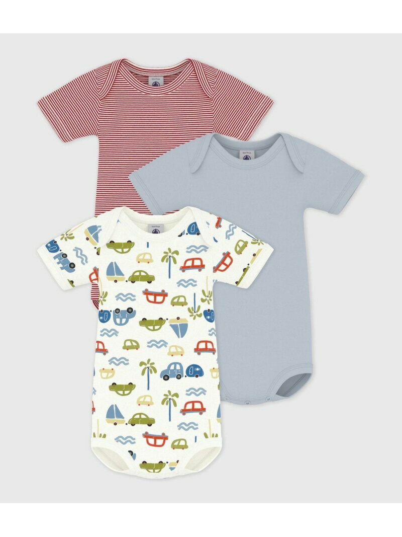 Rakuten - プリント半袖ボディ3枚組 PETIT BATEAU プチバトー マタニティウェア・ベビー用品 ロンパース・カバーオール【送料無料】[Rakuten Fashion]