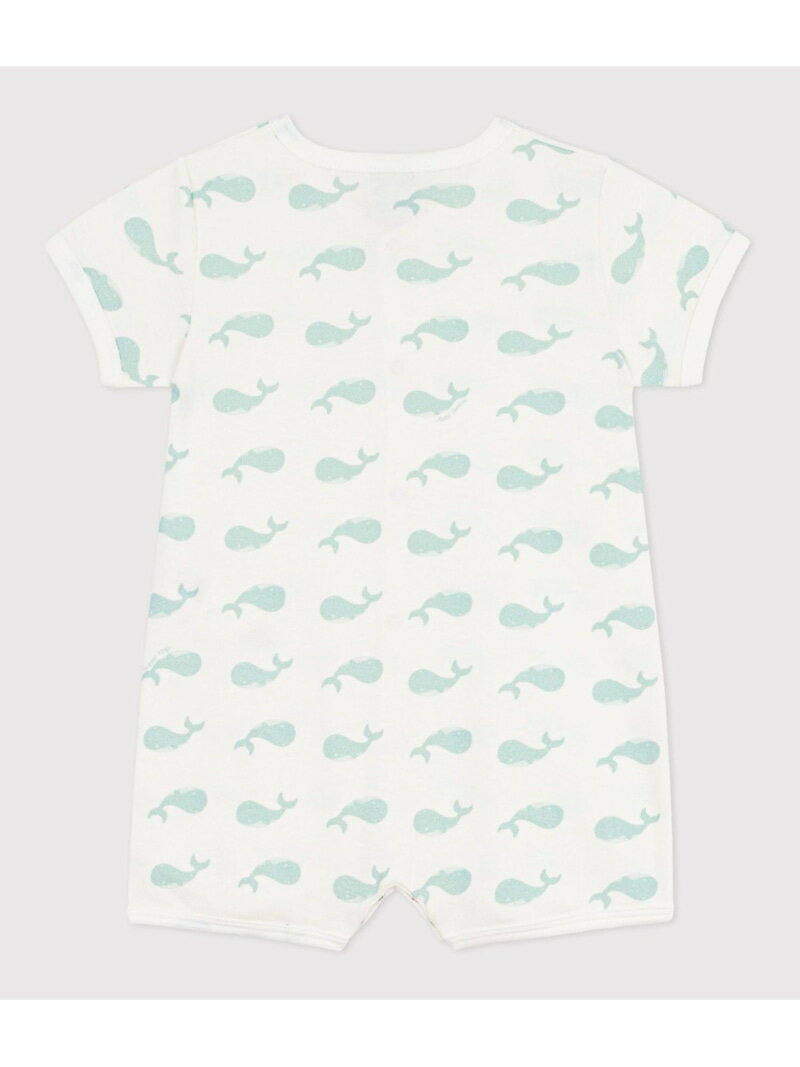 クジラプリントショートロンパース PETIT BATEAU プチバトー マタニティウェア・ベビー用品 ロンパース・カバーオール ホワイト【送料無料】[Rakuten Fashion] 2