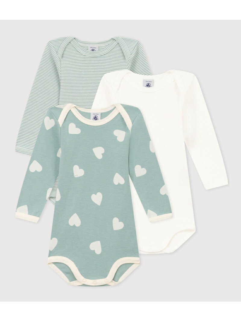 プチバトー ロンパース（ベビー用） 長袖ボディ3枚組 PETIT BATEAU プチバトー マタニティウェア・ベビー用品 ロンパース・カバーオール【送料無料】[Rakuten Fashion]