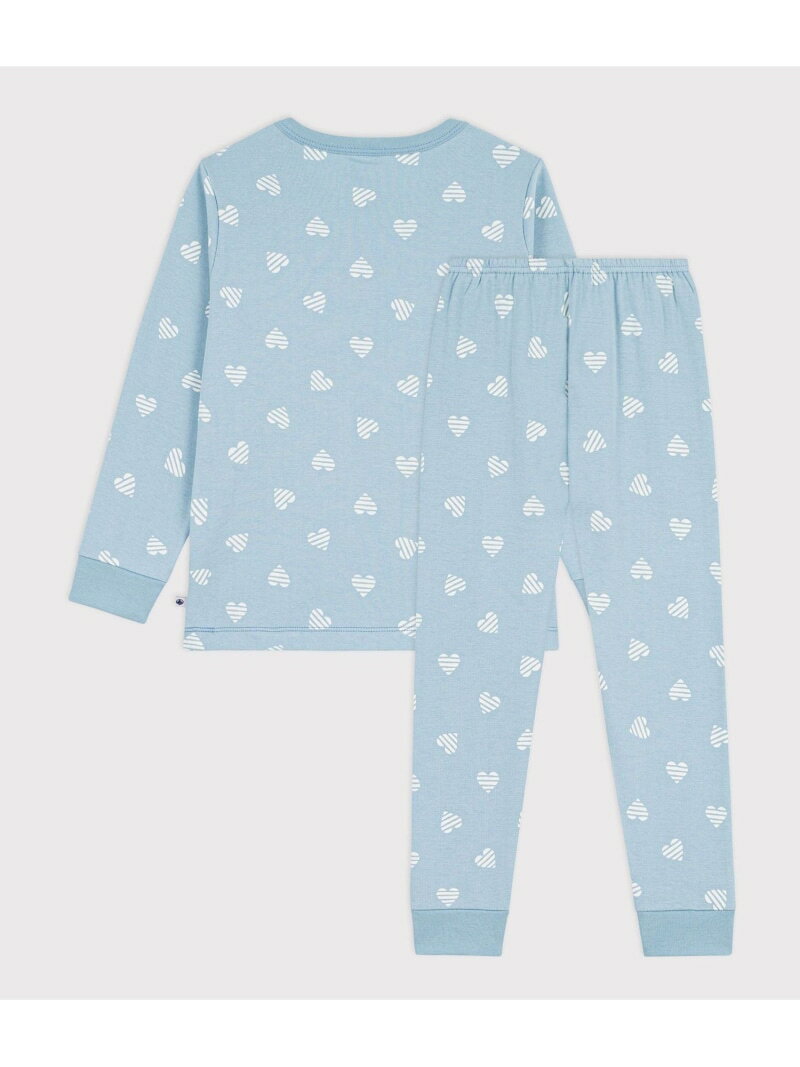ハートプリント長袖パジャマ PETIT BATEAU プチバトー インナー・ルームウェア パジャマ ホワイト【送料無料】[Rakuten Fashion]