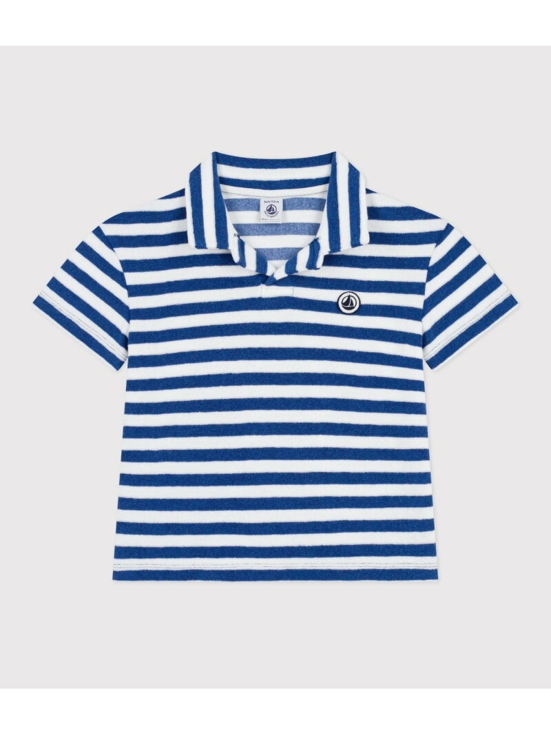 Short Sleeves - パイルボーダー半袖ポロシャツ PETIT BATEAU プチバトー トップス ポロシャツ ホワイト【送料無料】[Rakuten Fashion]