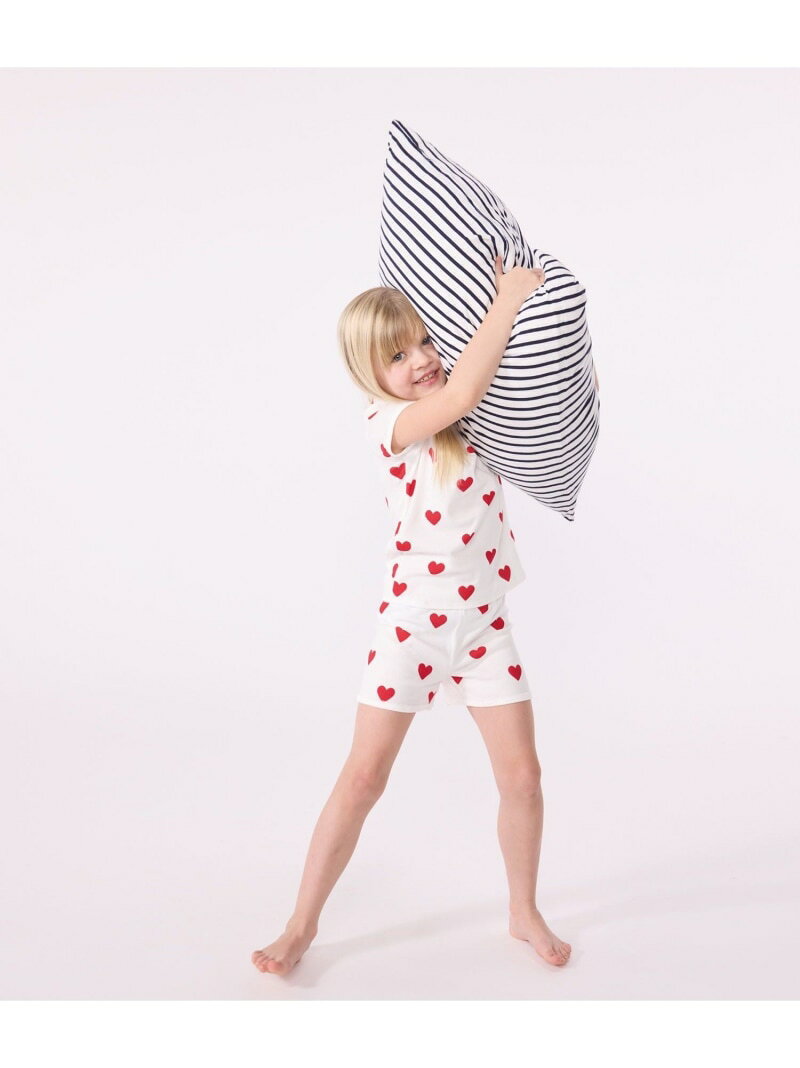 ハートプリント半袖パジャマ PETIT BATEAU プチバトー インナー・ルームウェア パ...