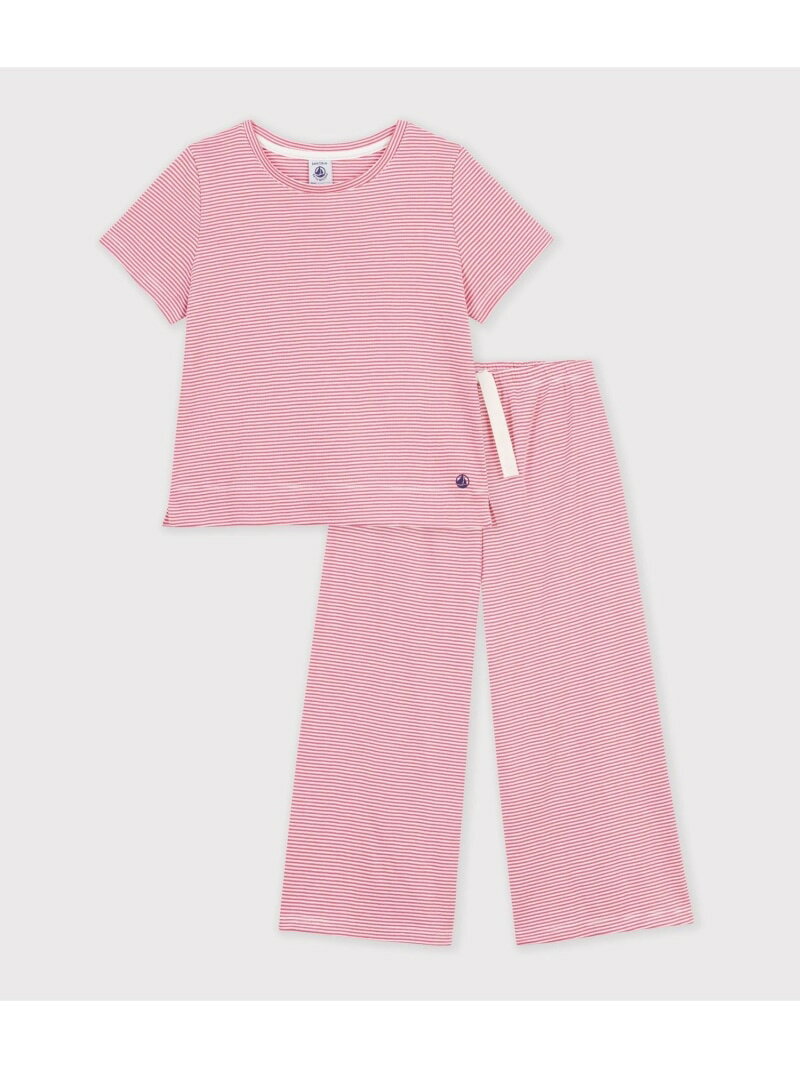 ミラレプリント半袖長ズボンパジャマ PETIT BATEAU プチバトー インナー・ルームウェア パジャマ ホワイト【送料無料】[Rakuten Fashion]
