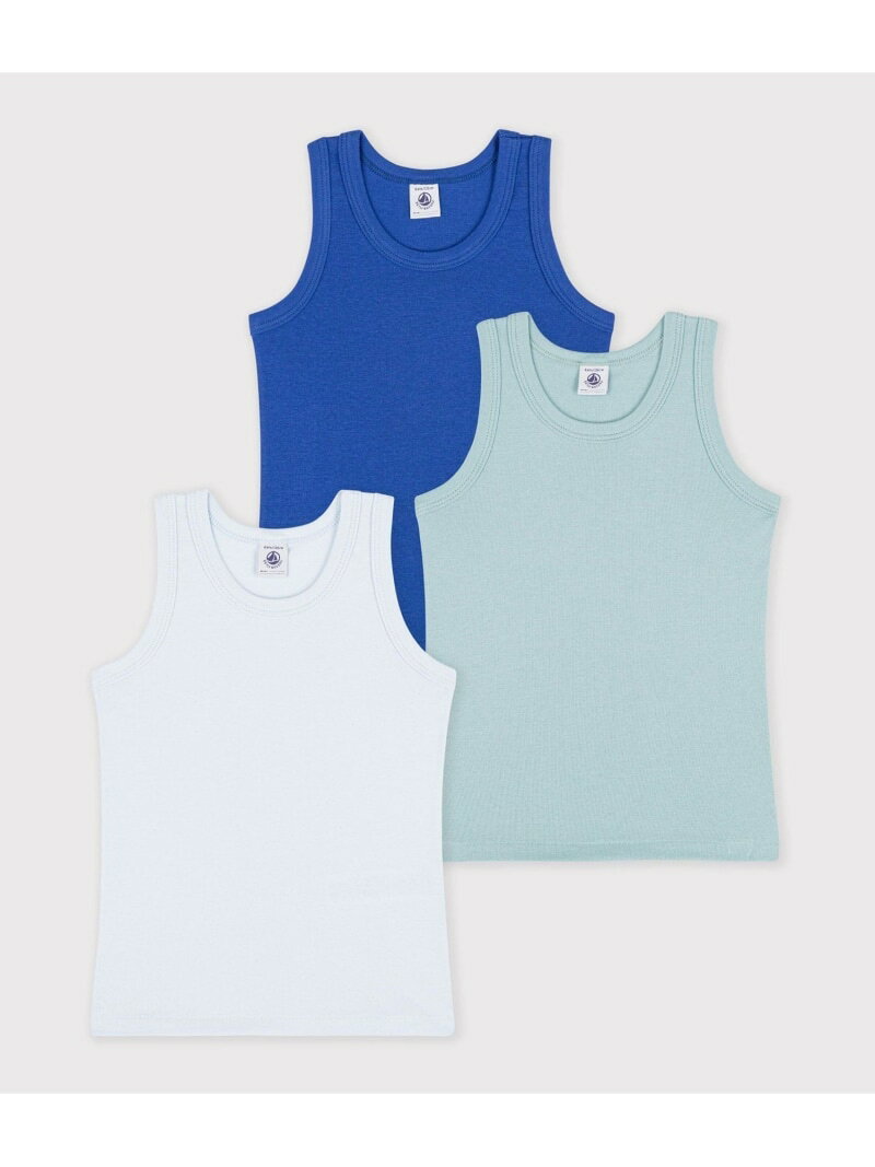 コットンタンクトップ3枚組 PETIT BATEAU プチバトー インナー・ルームウェア その他のインナー・ルームウェア【送料無料】[Rakuten Fashion]