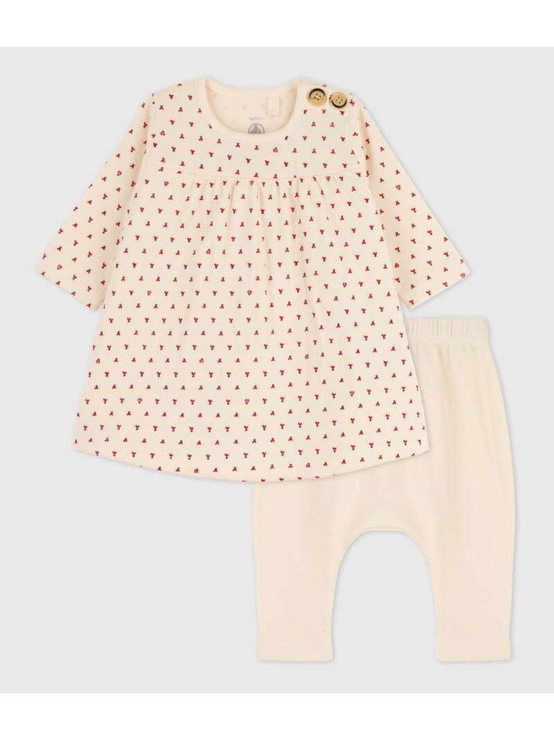 楽天PETIT BATEAU【SALE／30％OFF】チュビックワンピース&レギンスセット PETIT BATEAU プチバトー ワンピース・ドレス ワンピース ホワイト【RBA_E】【送料無料】[Rakuten Fashion]