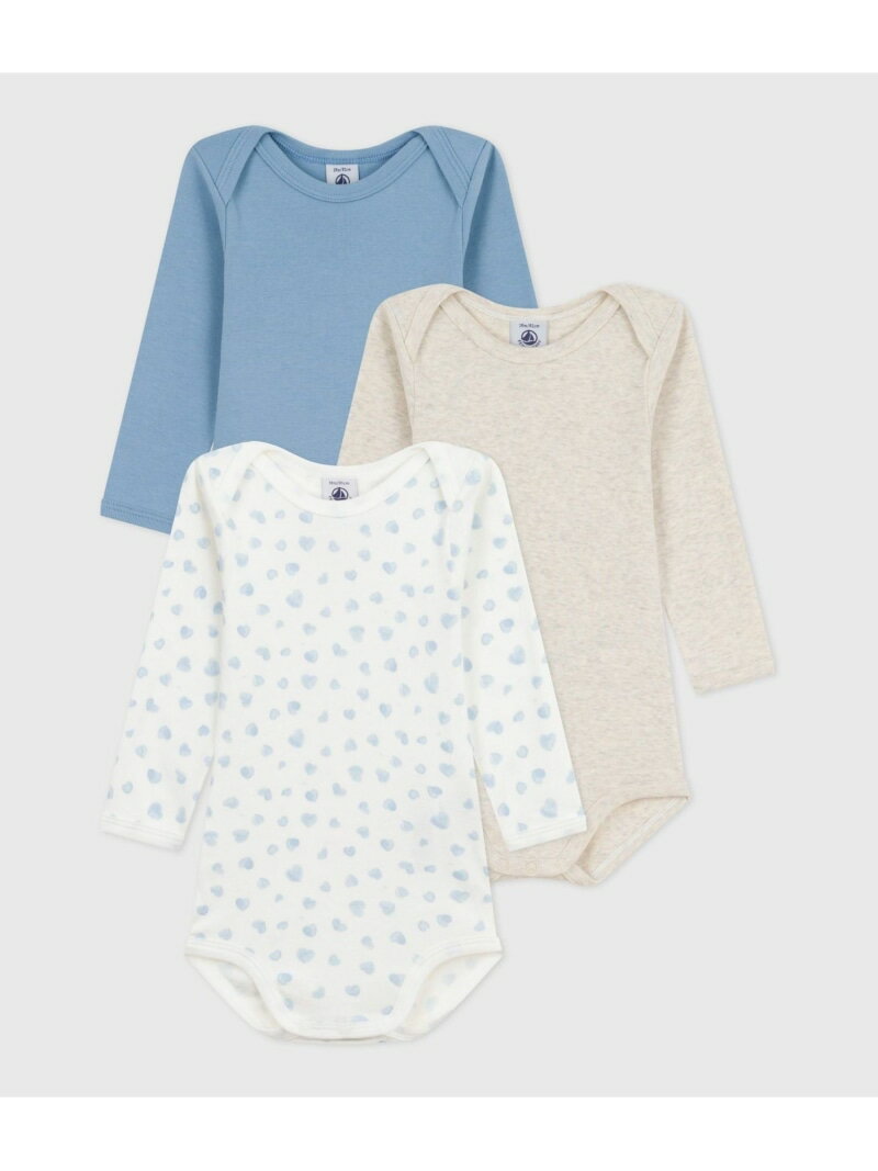 長袖ボディ3枚組 PETIT BATEAU プチバトー マタニティウェア・ベビー用品 ロンパース・カバーオール【送料無料】[Rakuten Fashion]