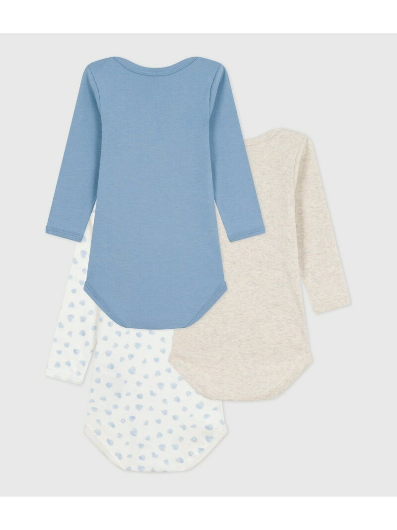 長袖ボディ3枚組 PETIT BATEAU プチバトー マタニティウェア・ベビー用品 ロンパース・カバーオール【送料無料】[Rakuten Fashion]