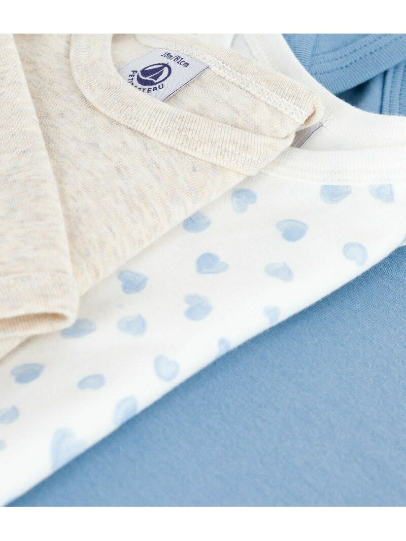 長袖ボディ3枚組 PETIT BATEAU プチバトー マタニティウェア・ベビー用品 ロンパース・カバーオール【送料無料】[Rakuten Fashion]