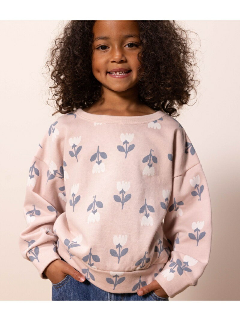 【SALE／20%OFF】プリントスウェット長袖プルオーバー PETIT BATEAU プチバトー トップス スウェット・トレーナー ピンク【RBA_E】【送料無料】[Rakuten Fashion]