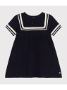 セーラーカラー半袖ワンピース PETIT BATEAU プチバトー ワンピース ドレス ワンピース ネイビー ピンク【送料無料】 Rakuten Fashion