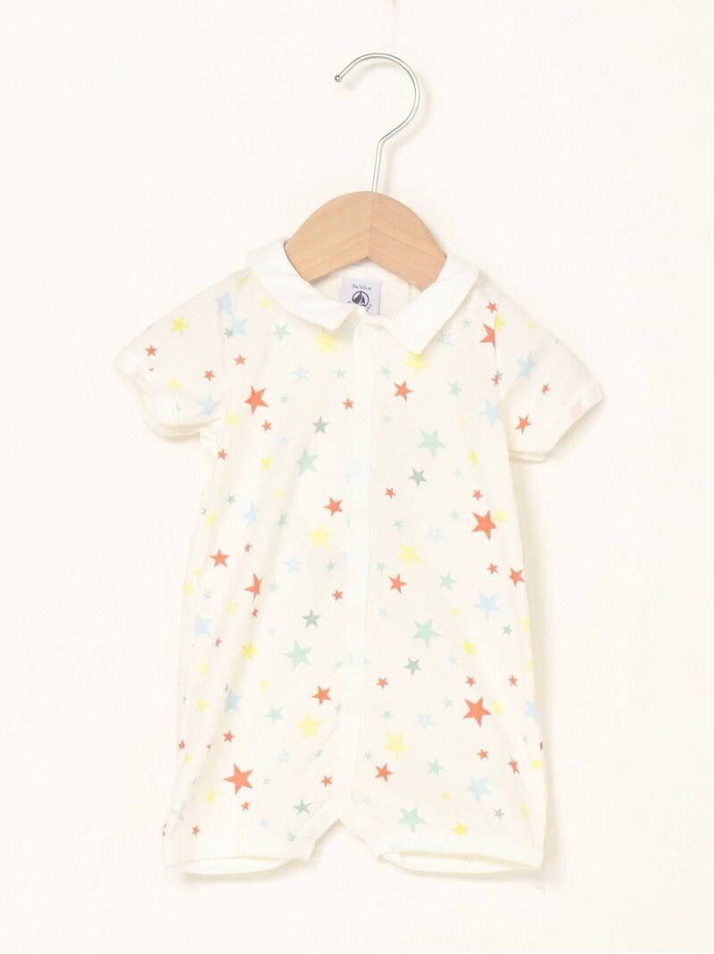 プチバトー ベビー服 男の子 【SALE／20%OFF】プリント衿付き半袖ロンパース PETIT BATEAU プチバトー マタニティウェア・ベビー用品 ロンパース・カバーオール ホワイト【RBA_E】【送料無料】[Rakuten Fashion]