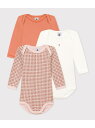 プチバトー　ベビー服 長袖ボディ3枚組 PETIT BATEAU プチバトー マタニティウェア・ベビー用品 ロンパース・カバーオール【送料無料】[Rakuten Fashion]