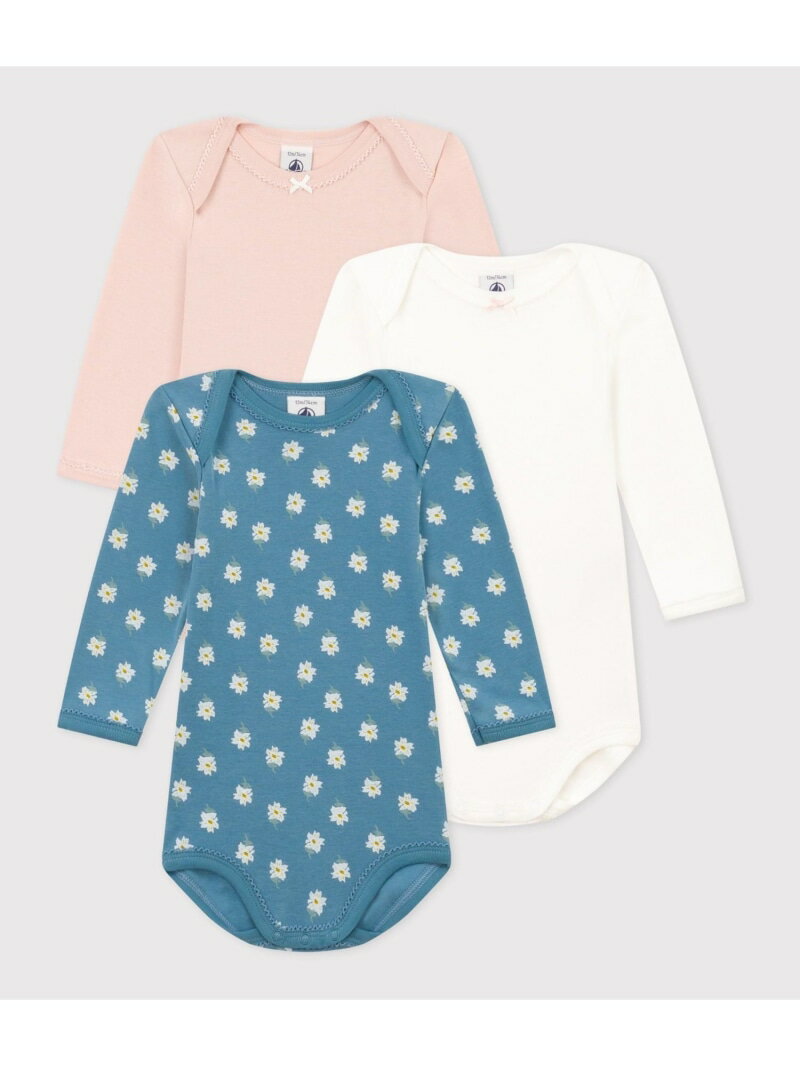 プチバトー ロンパース（ベビー用） 【SALE／20%OFF】長袖ボディ3枚組 PETIT BATEAU プチバトー マタニティウェア・ベビー用品 ロンパース・カバーオール【RBA_E】【送料無料】[Rakuten Fashion]