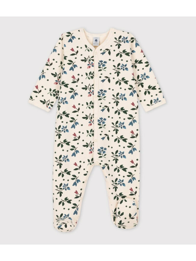 プチバトー　ベビー服 【SALE／30%OFF】裏起毛プリント前開きロンパース PETIT BATEAU プチバトー マタニティウェア・ベビー用品 ロンパース・カバーオール ホワイト【RBA_E】【送料無料】[Rakuten Fashion]