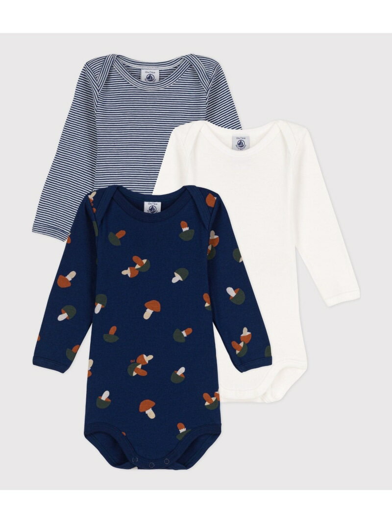 プチバトー ベビー服 男の子 【SALE／20%OFF】長袖ボディ3枚組 PETIT BATEAU プチバトー マタニティウェア・ベビー用品 ロンパース・カバーオール【RBA_E】【送料無料】[Rakuten Fashion]