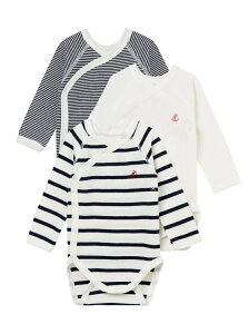 (K)マリニエール長袖あわせボディ3枚組 PETIT BATEAU プチバトー マタニティウェア・ベビー用品 ロンパース・カバーオール ホワイト【送料無料】[Rakuten Fashion]