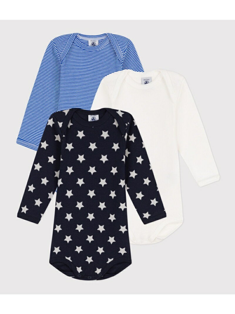 プチバトー ロンパース（ベビー用） 【SALE／10%OFF】長袖ボディ3枚組 PETIT BATEAU プチバトー マタニティウェア・ベビー用品 ロンパース・カバーオール【RBA_E】【送料無料】[Rakuten Fashion]