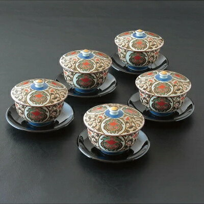 波佐見焼 古伊万里様式 唐花 茶托付汲出5客揃 569794 日本製 ギフト 湯呑み 湯呑 セット おしゃれ 食器 ラッピング無料 のし無料 メッセージカード無...