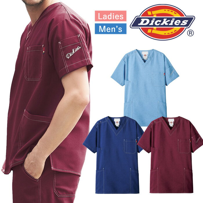 スクラブ 白衣 ディッキーズ 医療 ナース 看護師 医療用 FOLK Dickies ユニフォーム レディース メンズ 男女兼用 医師 介護師 病院 クリニック 薬局 歯科 エステ 制服 薬剤師 シンプル 動きやすい デニム調 【送料無料】