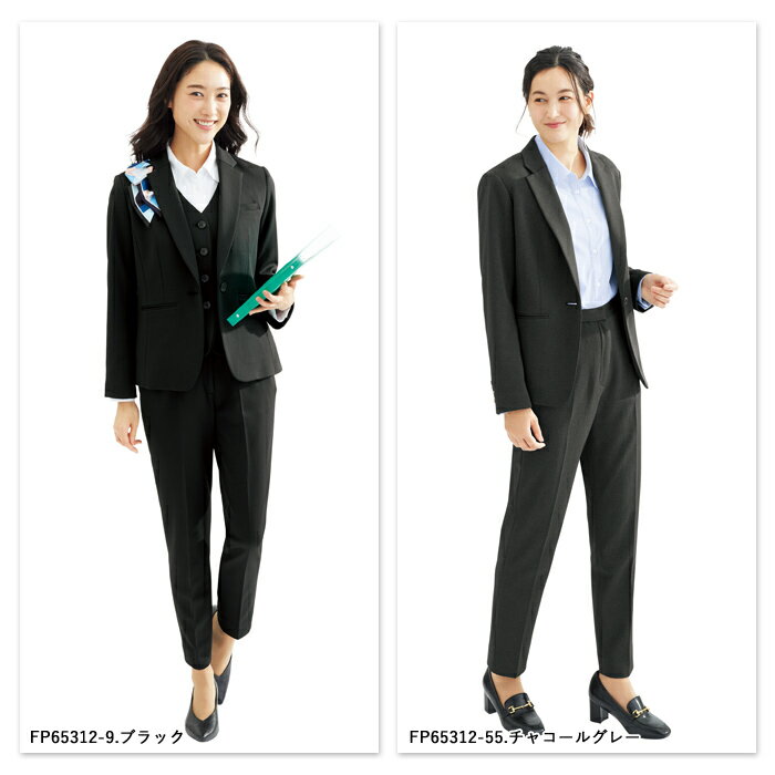 事務服 パンツ レディース 制服 nuovo 秋冬 春 FOLK 脇後ゴム ニットパンツ 黒 ブラック グレー 医療事務 受付 接客 冠婚葬祭 セレモニー クリニック オフィス スーツ テーパードパンツ ポケット 大きいサイズ おうちで洗える 抗菌 防臭【送料無料】