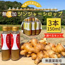 【窪川産直】 国産 生姜シロップ 無農薬 3本セット 四万十町 ジンジャーシロップ 150ml×3 黄色大生姜 四万十きらり使用 農薬不使用 無農薬栽培 生姜 ...