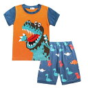 子ども 男の子 キッズ ダイナソー 恐竜 パジャマ上下 セットアップ ルームウェア 部屋着 メール便送料無料 カジュアル プリント 夏 青 ブルー 涼しい