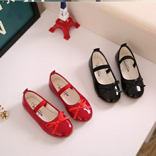 訳あり 女の子キッズフォーマルシューズ 脱げ防止ゴム付き リボン 黒 赤 定形外発送料無料※訳あり内容要確認