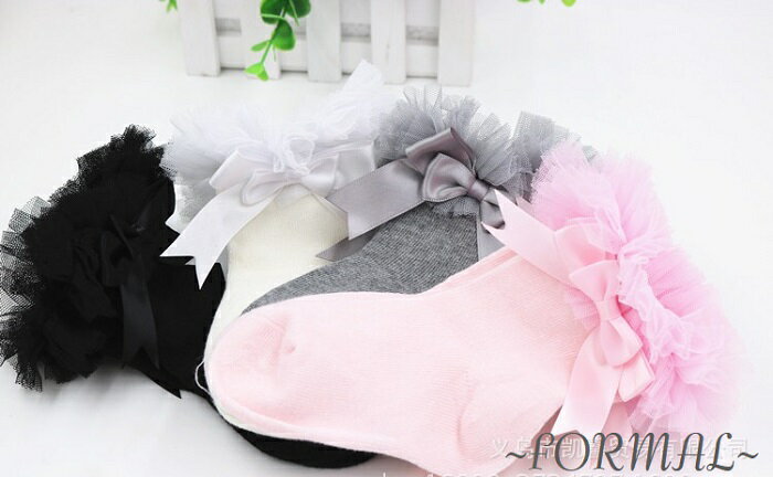 リボン付きレースソックス