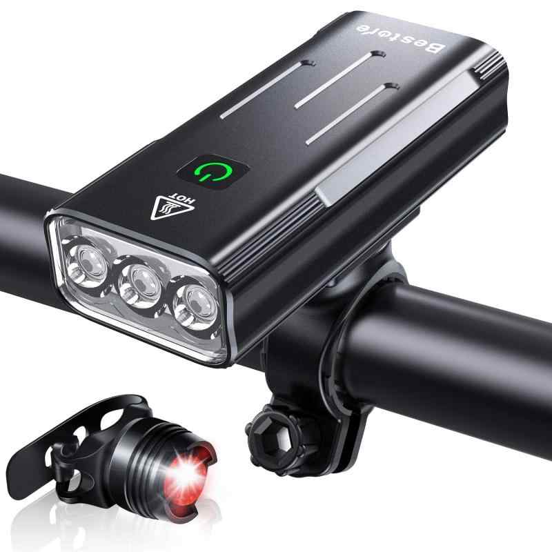 Bestore 自転車 ライト 【大容量5200mAh USB充電式 】 自転車ヘッドライト LED USB充電 防水 800ルーメン 自転車用ヘッドライト テールライト付き モバイルバッテリー機能付き 3つ調光モード クロ