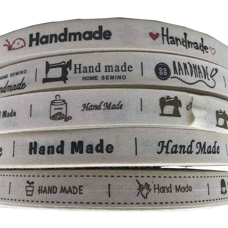 ハンドメイド タグ Tianying 綿布タグ コットンタグ (綿100%) ハンドメイド自作タグ 平織りリボン 手芸用品 幅約1.5CM 5種*各種1M合計5M(MIX)(3)