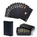 カード RAVIS トランプ プラスチック ブラック ゴールド 防水 フレックスカード マジック 手品 高級 パーティー ケース付 54枚 (ブラック)