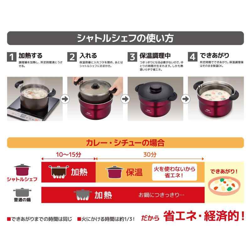 サーモス 真空保温調理器 シャトルシェフ 2.8L (3~5人用) レッド 調理鍋ふっ素コーティング加工 KBJ-3001 R petiteshop-10062139 PeTiTe サンプル画像3