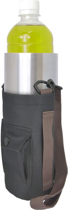 巾着 ペットボトルホルダー ペットボトルカバー ブラック ショルダー&amp;ハンドルタイプ 多彩なサイズのペットボトルを保温・保冷 真空ステンレス アウトドア