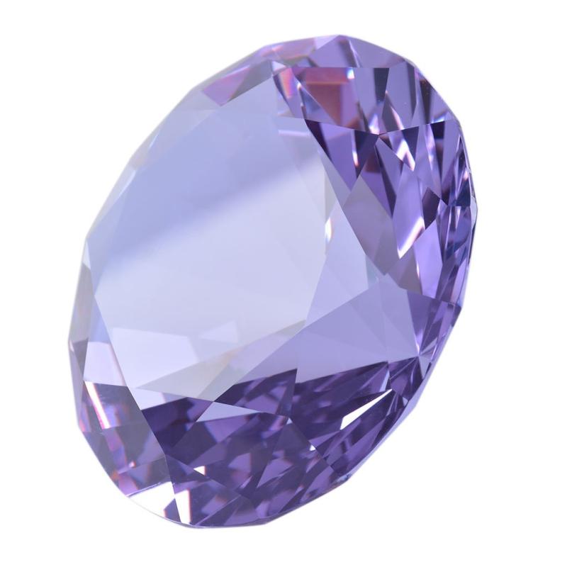 多色透明 水晶 ダイヤモンド 80mm ペーパーウェイト ガラス 文鎮 装飾品 誕生日 母の日 結婚記念日 プレゼント 妻 【ギフトボックス】(紫色)
