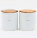 LOLO | 保存容器 | SALT & SUGAR | キャニスターセット | 日本製 | 陶器 | 磁器 | チーク | 蓋つき |
