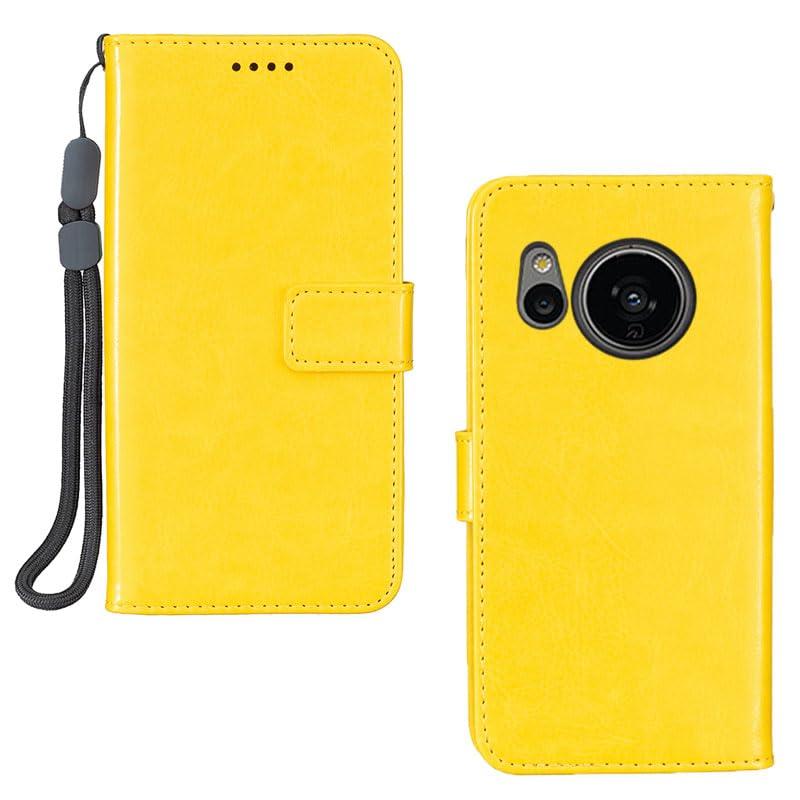【Suumii】SHARP AQUOS sense7 au SHG10 docomo SH-53C 用 ケース 手帳型シャープ アクオス Sense7財布型携帯 ケース(イェロー)カード収納 横置きスタンド機能 高級PUレザー マグネット開閉式 便利 人