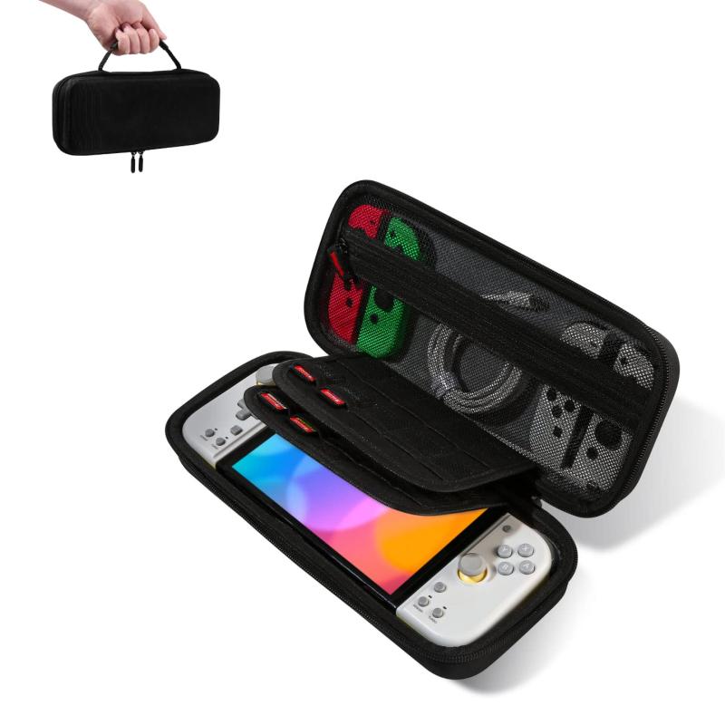 iofeiwak HORI グリップコントローラー fit ケース for Nintendo Switch(OLED) - ホリコントローラーに適したハードケースのスーツケース ポータブル 軽量 包括保護 … usb 黒